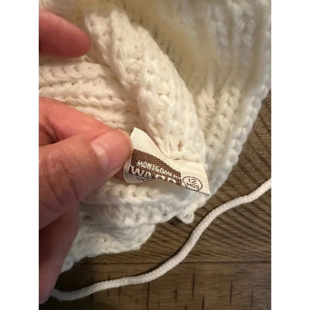 Vintage 70s Montgomery Ward Baby Bonnet‎ | White Knit 12M | Made in Japan